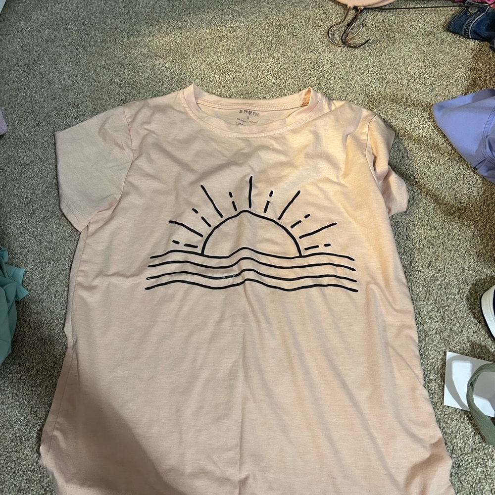 SHEIN Light Pink Casual T-Shirt